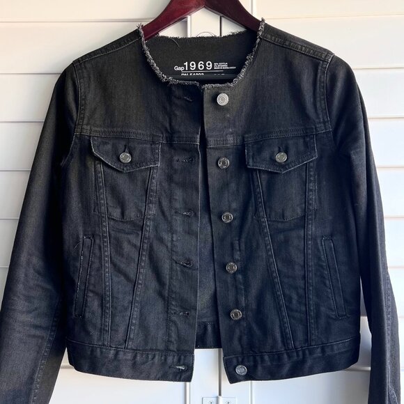 Gap collarless jean jacket - Picture 1 of 5